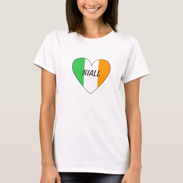 T-shirt irlandais de coeur de drapeau de Niall (Devant)