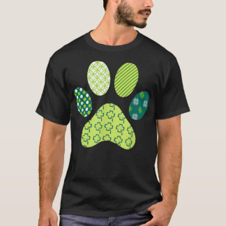T-shirt Irlandais Drôle Chien Paw Clovers St Patrick's Day