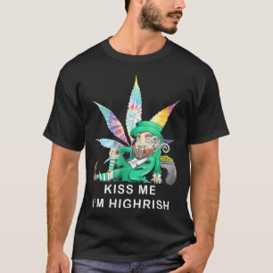 T-shirt Irlandais Gnome Fumer Joint Weed St Patrick'S Day