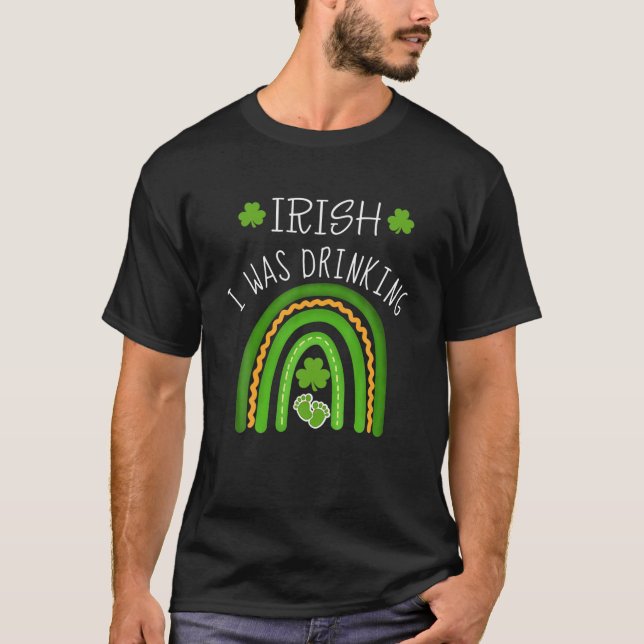 T-shirt Irlandais Je buvais Faire-part de grossesse St Pat (Devant)