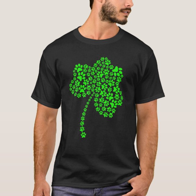 T-shirt Irlandais mignon Chien Paw Clovers St Patrick's Da (Devant)