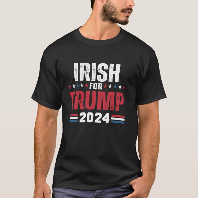 T-shirt Irlandais Pour Trump 2024 Drapeau Américain T Chem (Devant)