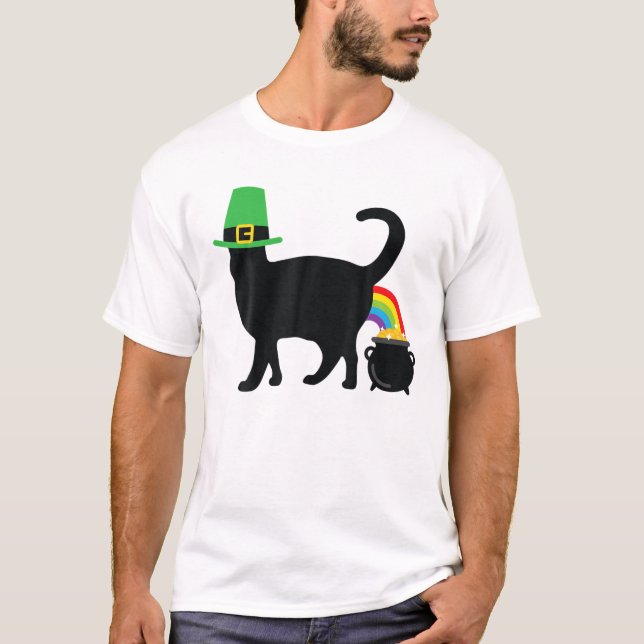 T-shirt Irlandais Rainbow Chat Pot De Gold Funky St patric (Devant)