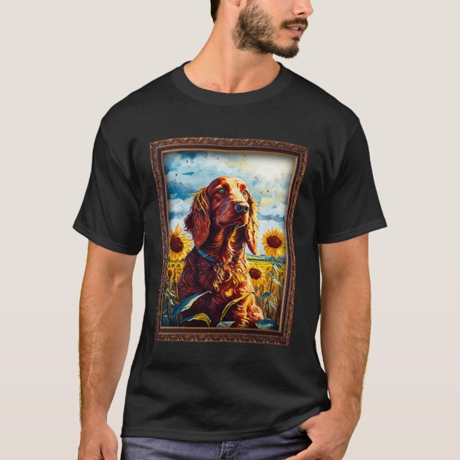 T-shirt Irlandais Setter Painting Fleur de tournesol Maman (Devant)