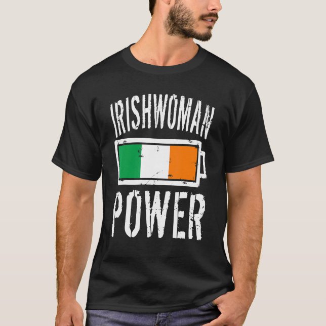 T-shirt Irlande Drapeau Irishwoman Power Battery Fier Tee (Devant)