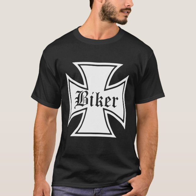 T-shirt Iron Cross Biker Iron Cross Chopper Skull Bobber B (Devant)