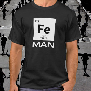 T-shirt Iron Man   Symbole du tableau périodique des éléme