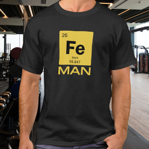 T-shirt Iron Man   Symbole Fe du tableau périodique des él