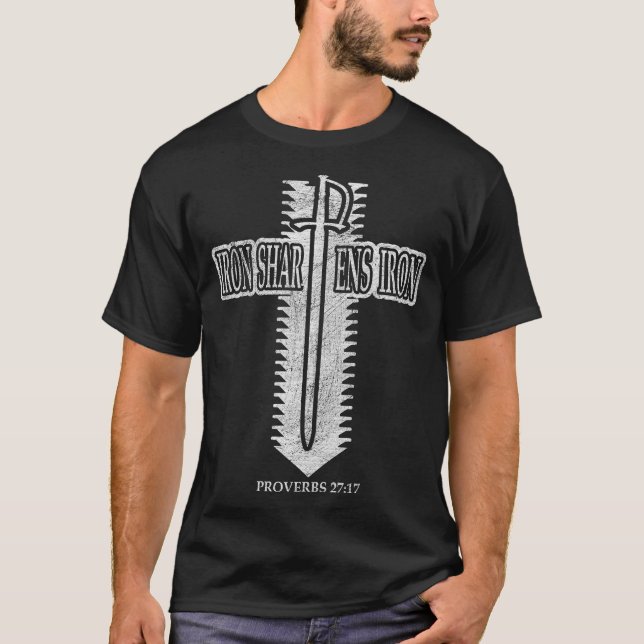 T-shirt Iron Sharpens Iron Christian Phi Rho Design (Devant)