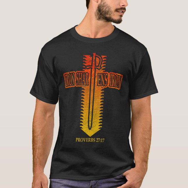 T-shirt Iron Sharpens Iron Christian Phi Rho Design (Devant)