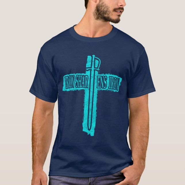 T-shirt Iron Sharpens Iron Christian Phi Rho Design (Devant)