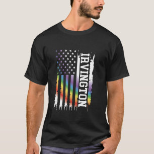 T-shirt Irvington États-Unis Arc-en-ciel déprimé avec US F