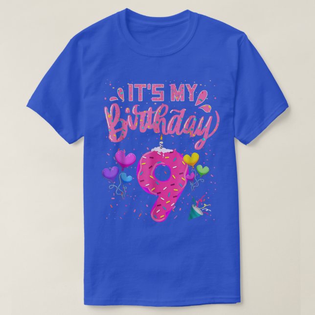 T-shirt I's My 9th Birthday Doughnut Happy 9 Years Old Gi (Design devant)