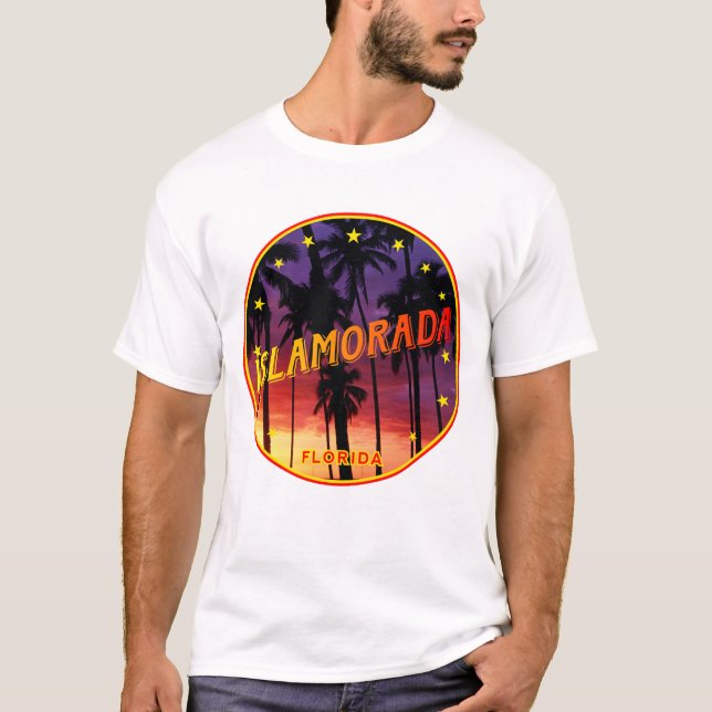 T-shirt Islamorada, Floride Palmiers coucher de soleil (Devant)