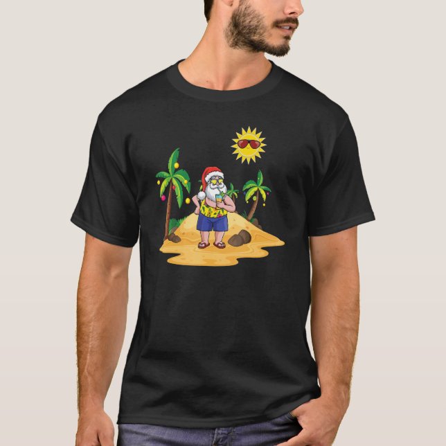 T-shirt Island Beach Juillet Noël Père Noël Chilling Sur L (Devant)