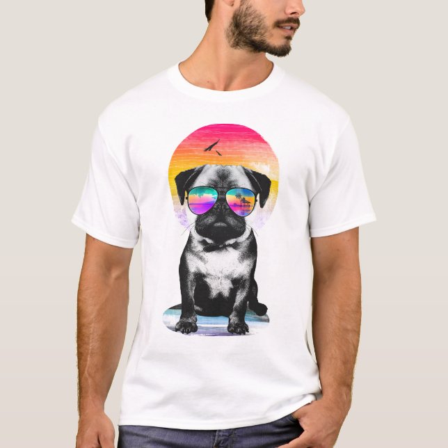 T-shirt Island summer pug (Devant)