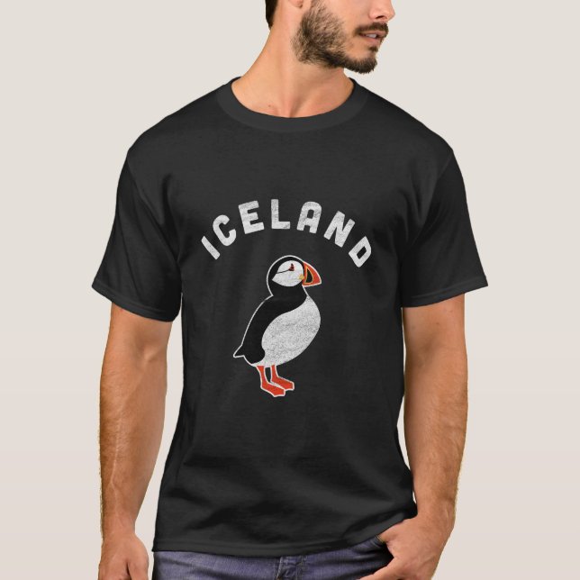 T-shirt Islande Avec Oiseau De Puffin (Devant)