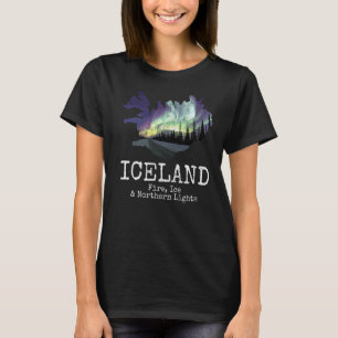 T-shirt Islande Carte Fire Ice Northern Light Islandais So
