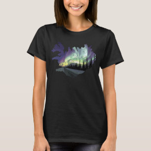 T-shirt Islande Carte Fire Ice Northern Light Islandais So