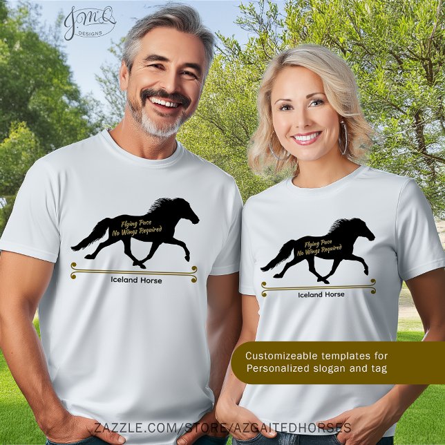 T-shirt Islande Horse Flying Pace Silhouette Custom (Custom Icelandic Horse flying pace silhouette t-shirt 🐎✨)