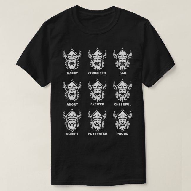 T-shirt Islande Viking Face Emotions (Design devant)