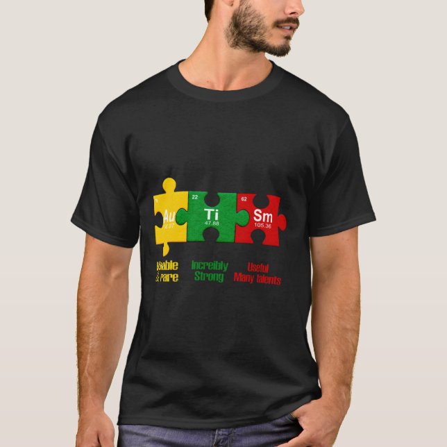 T-shirt Ism Puzzle Chimie Temps Tableau Éléments Autisme A (Devant)