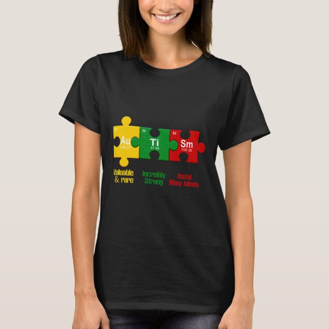 T-shirt Ism Puzzle Chimie Temps Tableau Éléments Autisme A (Devant)