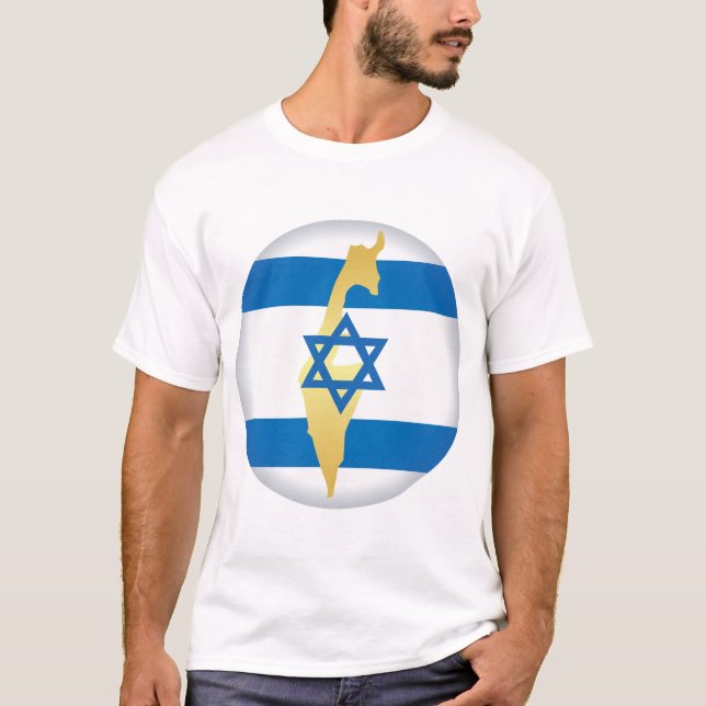 T-shirt Israel Flag and Map Blue Star of David Emblem (Devant)