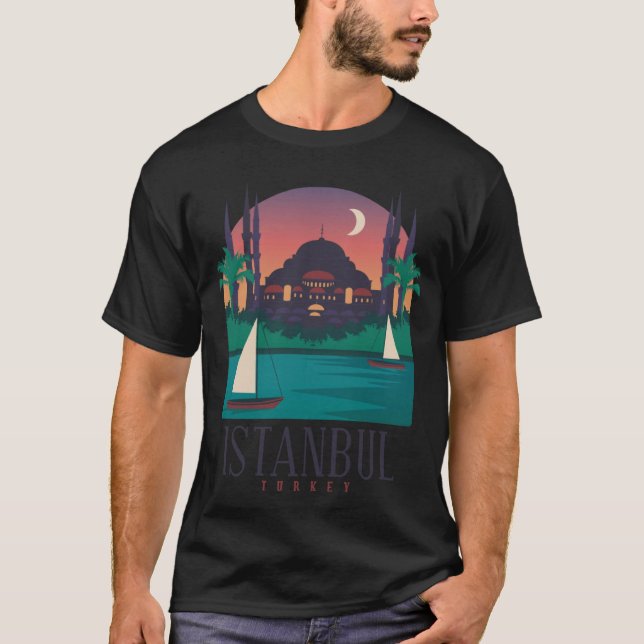 T-shirt Istanbul Turquie Skyline Silhouette Outline Sk (Devant)