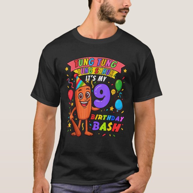 T-shirt It s My 9Th Birthday Tung Tung Tung Sahur Italian  (Devant)