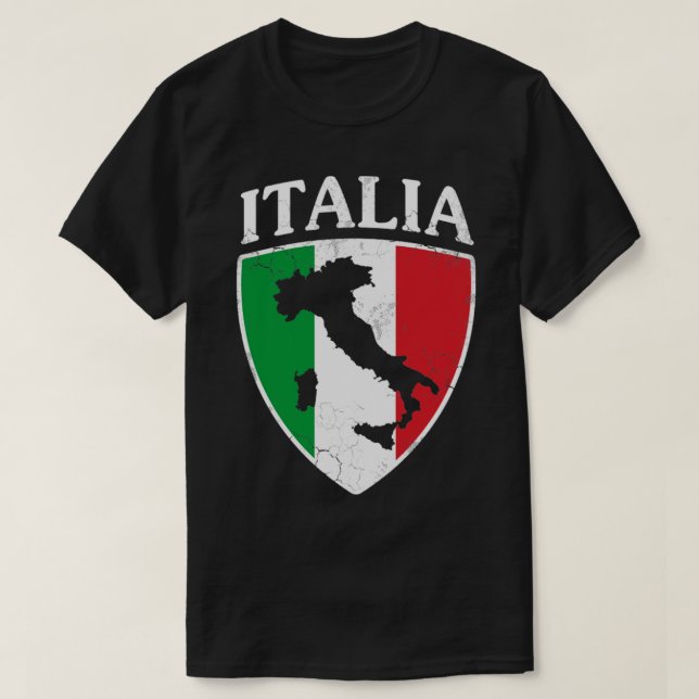 T-shirt Italia Drapeau Carte de crête Italie Italiano (Design devant)