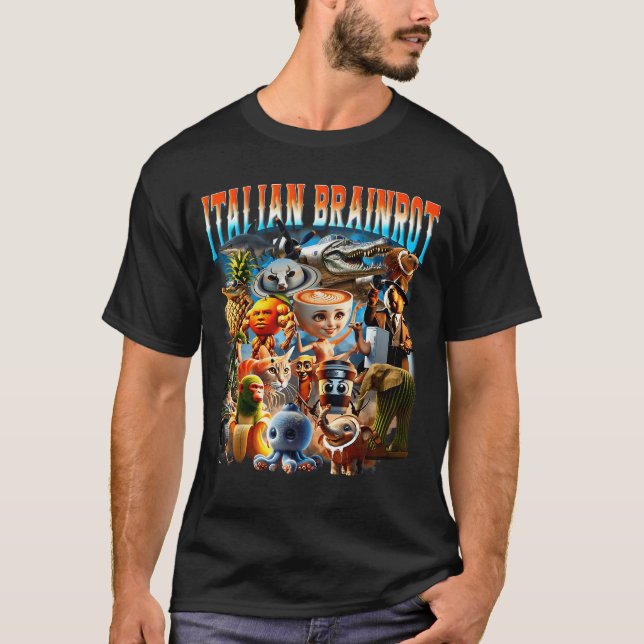 T-shirt Italian Brainrot Characters Funny Meme Pular Trend (Devant)