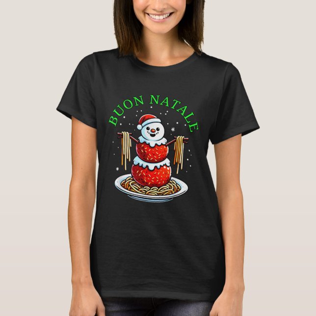 T-shirt Italian Food Christmas Meatball Snowman Ugly Chris (Devant)