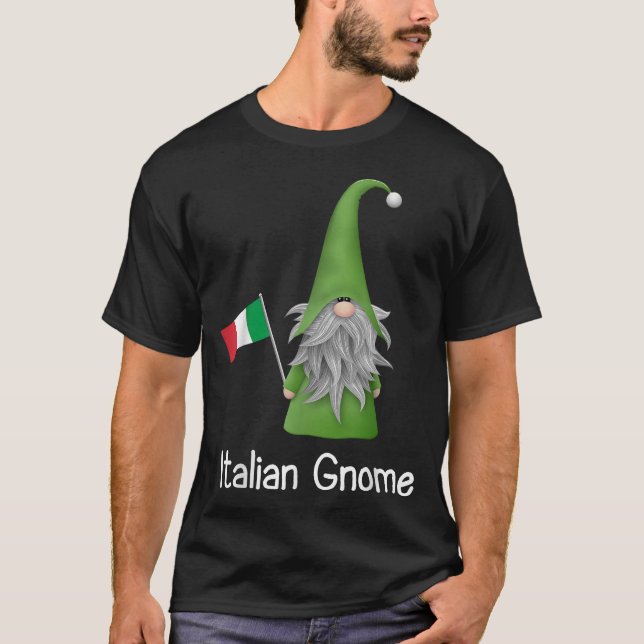 T-shirt  Italian Gnome Holding The Flag Of Italy (Devant)