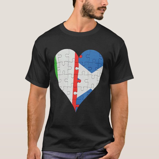 T-shirt Italian Scottish Flag Heart (Devant)