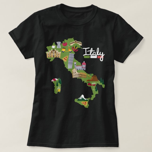 T-shirt Italie Carte de voyage Drapeau Italia Pride Souven (Design devant)