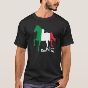 T-shirt Italie, Cheval, Drapeau Italien & I love running