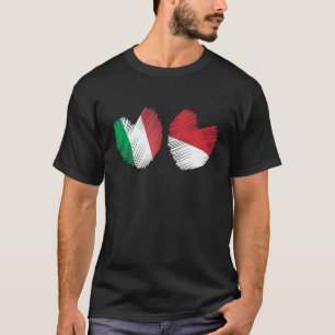 T-shirt Italie Indonésie Coeur drapeau italien Drapeau ind