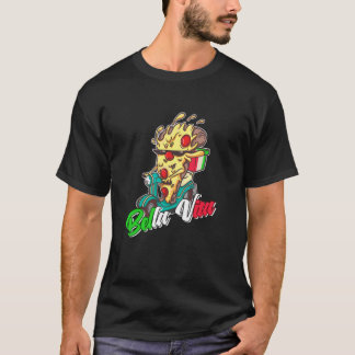 T-shirt Italie La Bella Vita Morceau de Pizza sur Scooter 