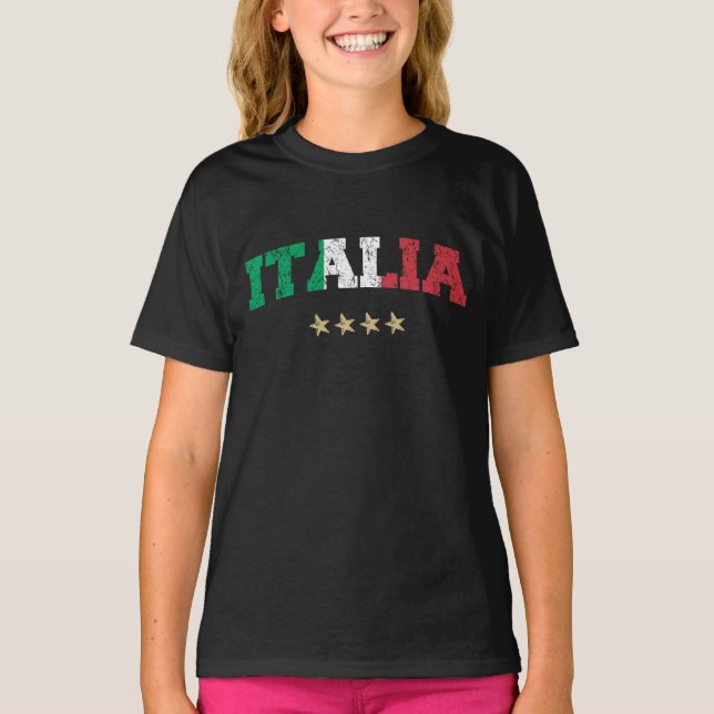 T-shirt Italie maillot de football Fan drapeau italien (Devant)