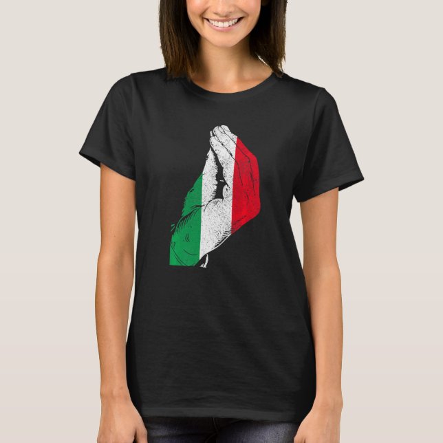T-shirt Italie Main Gesture Italia Italie Drapeau Fierté i (Devant)