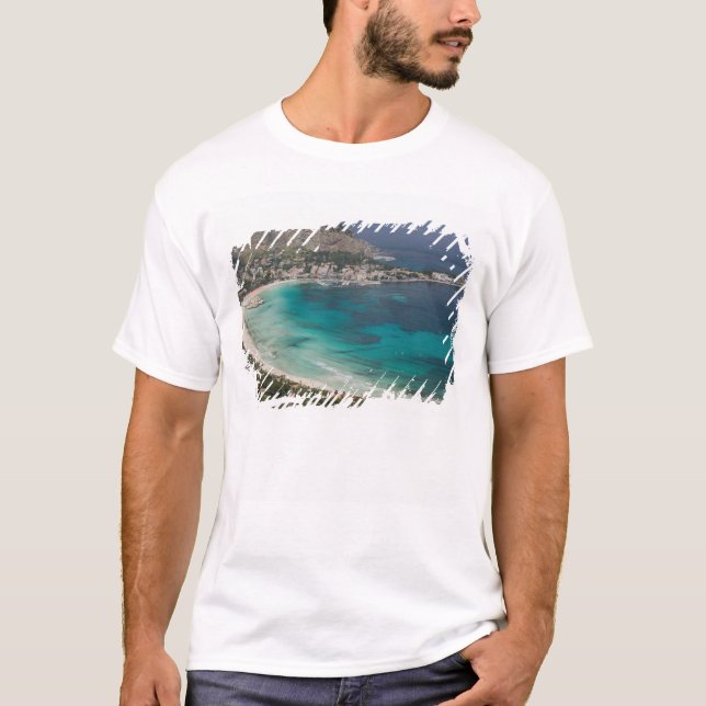T-shirt Italie, Sicile, Mondello, vue sur la plage depuis (Devant)