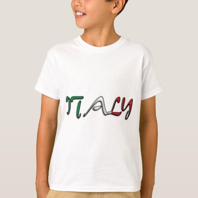 T-shirt Italie Typographie Pays Drapeau Couleurs (Devant)