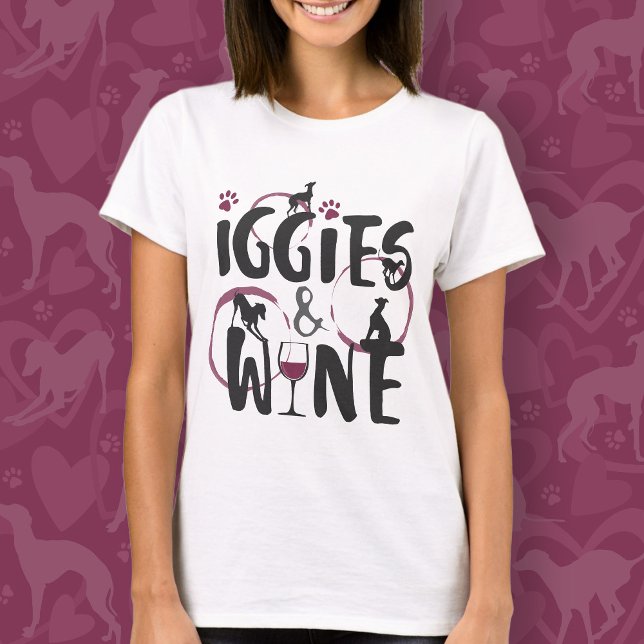 T-shirt Italien Greyhound Chien Maman Amateur de vin Texte (Créateur téléchargé)
