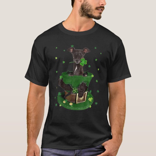 T-shirt Italien Greyhound Shamrock Casquette Clovers St Pa (Devant)