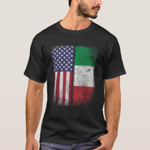 T-shirt Italien Racines Américain Né Italia Usa Drapeau Am