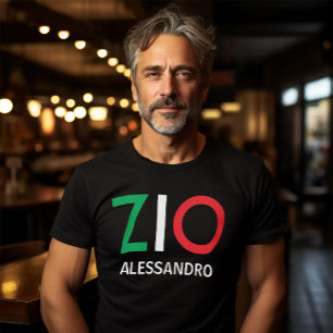 T-shirt Italien Zio Vert Blanc Rouge Oncle