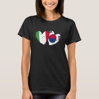 T-shirt Italy South Korea Heart Flags Italian Korean Dual 