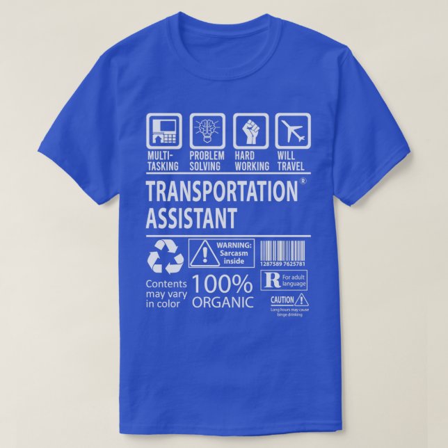 T-shirt Ite cadeau d'emploi de l'assistant de transport mu (Design devant)