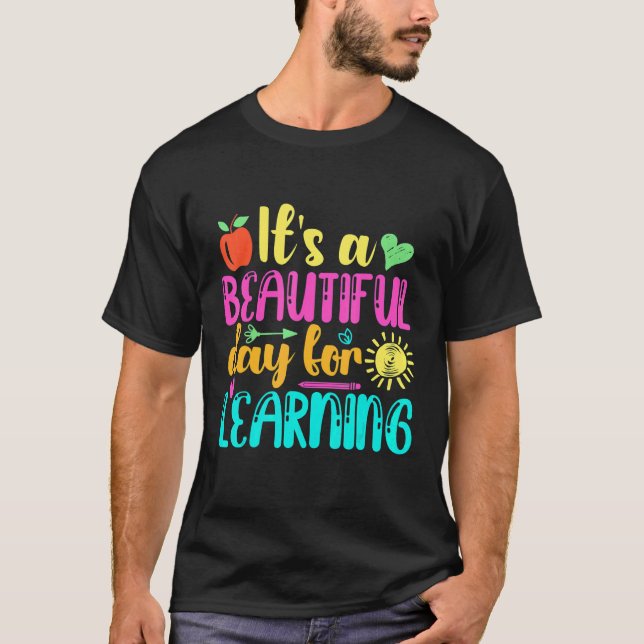 T-shirt It's Beautiful Day For Learning Retro Teacher Stud (Devant)